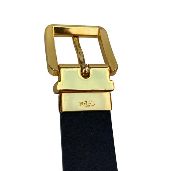 Vintage Ralph Lauren Reversible Black Red Leather Belt | Gold Buckle 90s Y2K - Picture 14 of 15